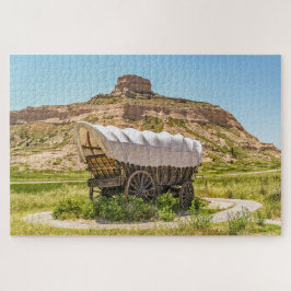 Bedekte Wagon op Scotts Bluff National Monument Legpuzzel