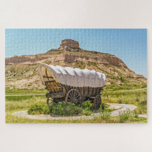 Bedekte Wagon op Scotts Bluff National Monument Legpuzzel
