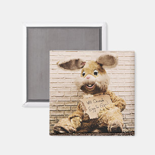 Bedelaar Bunny, konijnenpak, grappige paashaas Magneet