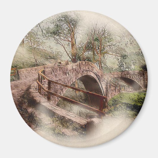 Bedelaarsbrug, Glaisdale - Watercolourkunst Magneet (Voorkant)