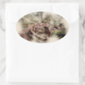 Bedelaarsbrug, Glaisdale - Watercolourkunst Ovale Sticker (Tas)