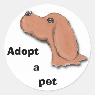 bedelen, adopteren, een huisdier ronde sticker