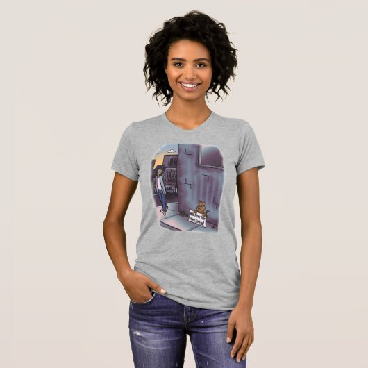 Bedelen Kat Grijs Vrouwen T-shirt (Voorkant volledig)