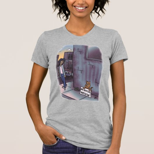Bedelen Kat Grijs Vrouwen T-shirt (Voorkant)