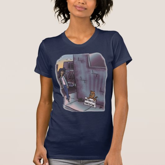 Bedelen Kat Navy Vrouwen T-shirt (Voorkant)