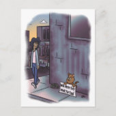 Bedelende kat met teken briefkaart (Voorkant)