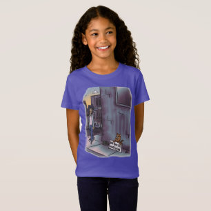 Bedelende Kat Paarse Gir's T-shirt