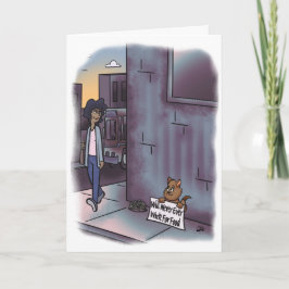 Bedelkat met Wenskaart Kaart