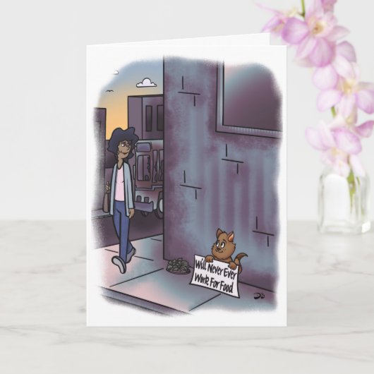 Bedelkat met Wenskaart Kaart (Orchidee)