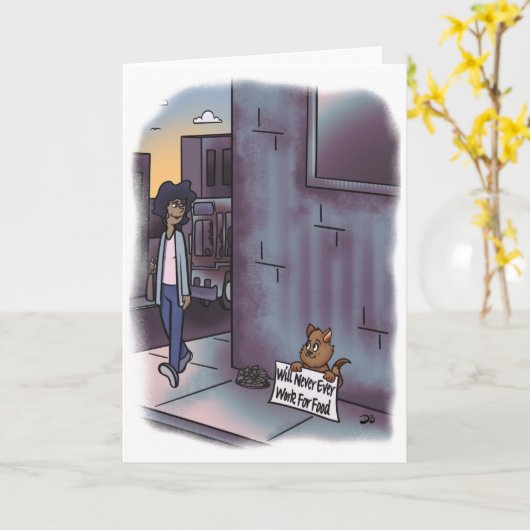 Bedelkat met Wenskaart Kaart (Gele Bloem)