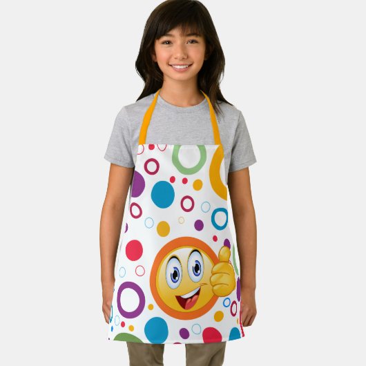 Bedenkt het glimlachen van emoji en kleurrijke cir schort (Insitu)