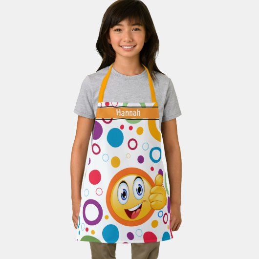 Bedenkt het glimlachen van emoji en kleurrijke cir schort (Insitu)