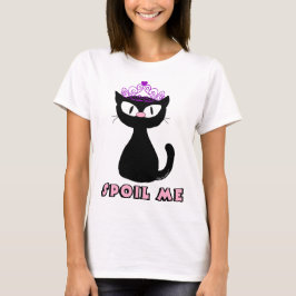 Bederf ME Schattige Zwarte Cartoon Prinses Kat T-shirt