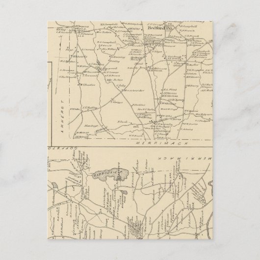 Bedford, Amherst, Hillsborough Co. Briefkaart (Voorkant)