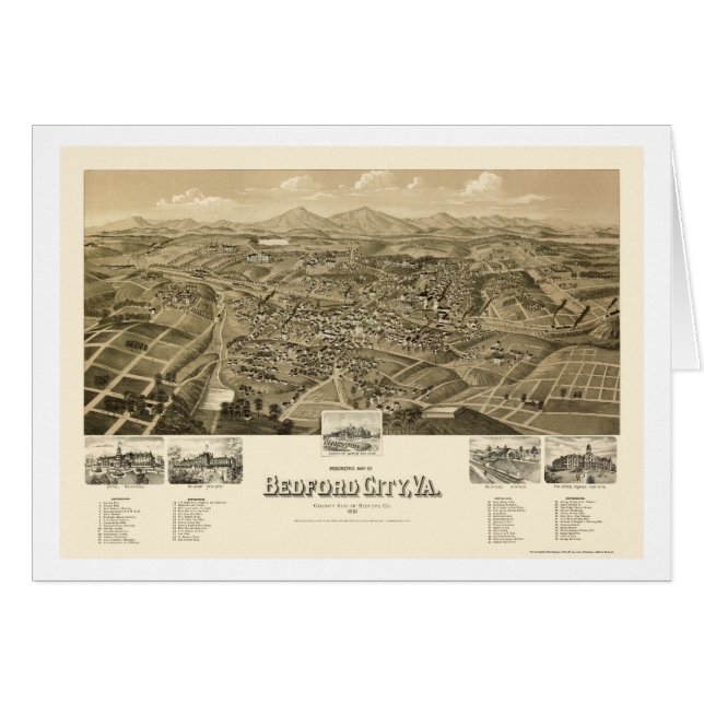 Bedford City, VA Panoramic Map - 1891 (Voorkant Horizontaal)