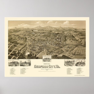 Bedford City, VA Panoramic Map - 1891 Poster