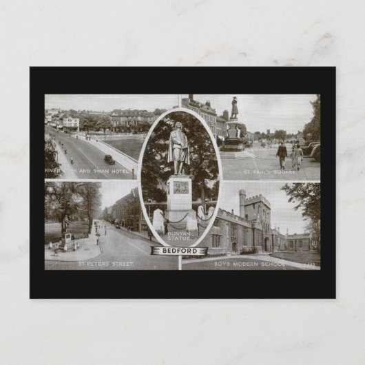 Bedford, Engeland UK Vintage Briefkaart (Voorkant)