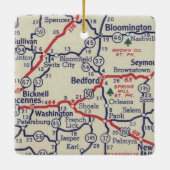 Bedford IN 50's Map Keramisch Ornament (Achterkant)
