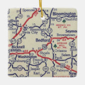 Bedford IN 50's Map Keramisch Ornament (Voorkant)