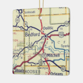 Bedford IN  Kaart Keramisch Ornament (Links)