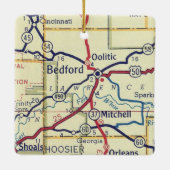 Bedford IN  Kaart Keramisch Ornament (Achterkant)