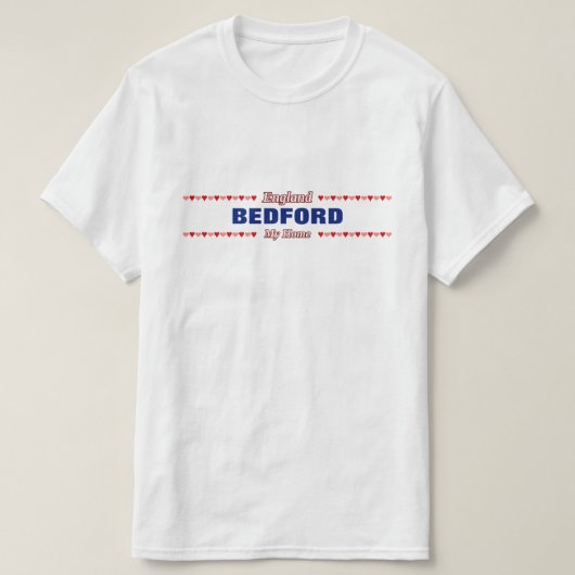 BEDFORD - Mijn thuis - Engeland; Rode en roze hart T-shirt (Design voorkant)