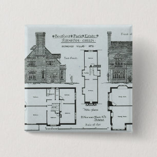 Bedford Park Estate Vierkante Button 5,1 Cm