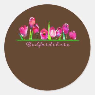 Bedfordshire UK Waterverf Tulips Women Girls Ronde Sticker