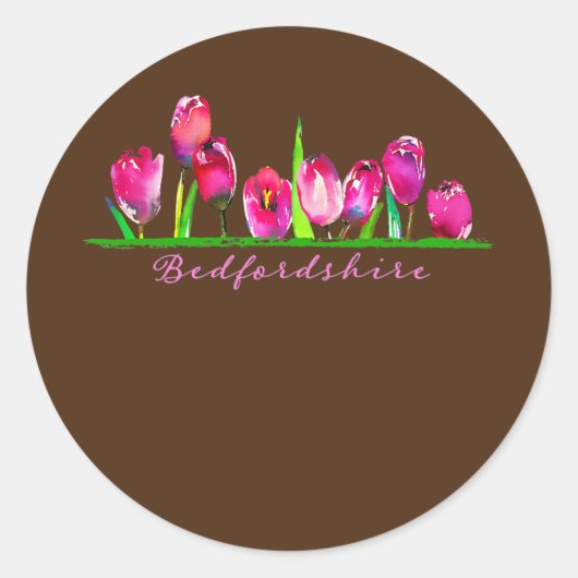 Bedfordshire UK Waterverf Tulips Women Girls Ronde Sticker (Voorkant)