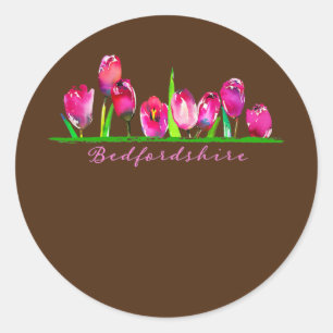 Bedfordshire UK Waterverf Tulips Women Girls Ronde Sticker