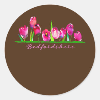 Bedfordshire UK Waterverf Tulips Women Girls Ronde Sticker