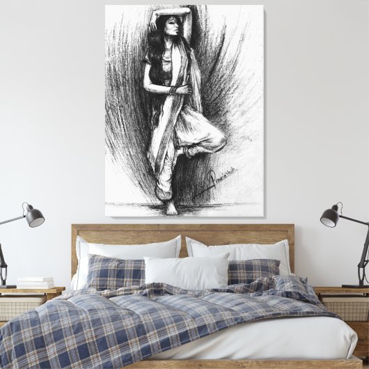 Bedhund - figuratief schilderij canvas afdruk (Insitu (Slaapkamer))