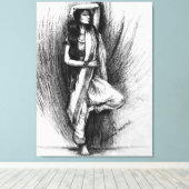 Bedhund - figuratief schilderij canvas afdruk (Insitu (Houten vloer))