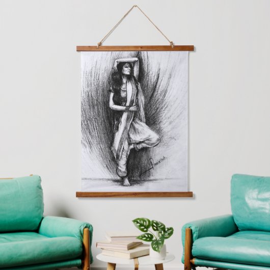 Bedhund - figuratief schilderij hangend wandkleed (Woonkamer)