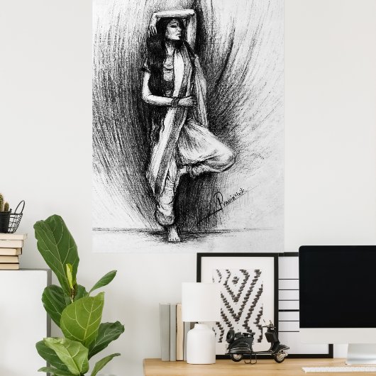 Bedhund - figuratief schilderij poster (Thuiskantoor)