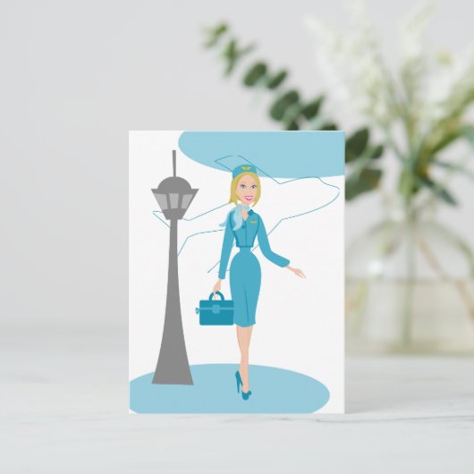 Bediende van een Fabulous Flight Briefkaart (Staand voorkant)