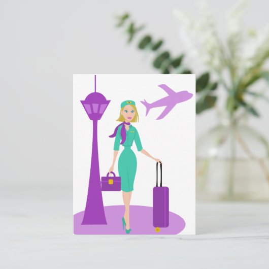 Bediende van een Fabulous Flight Briefkaart (Staand voorkant)