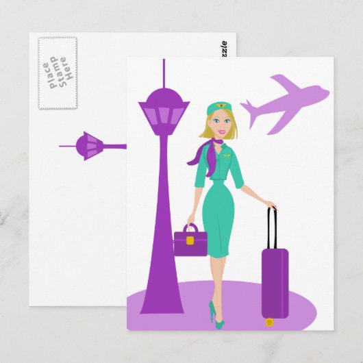 Bediende van een Fabulous Flight Briefkaart (Voorkant / Achterkant)