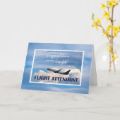 Bediende vlucht, gefeliciteerd nieuwe baan, vliegp kaart (Gele Bloem)