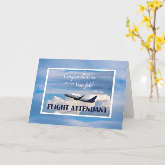 Bediende vlucht, gefeliciteerd nieuwe baan, vliegp kaart (Gele Bloem)