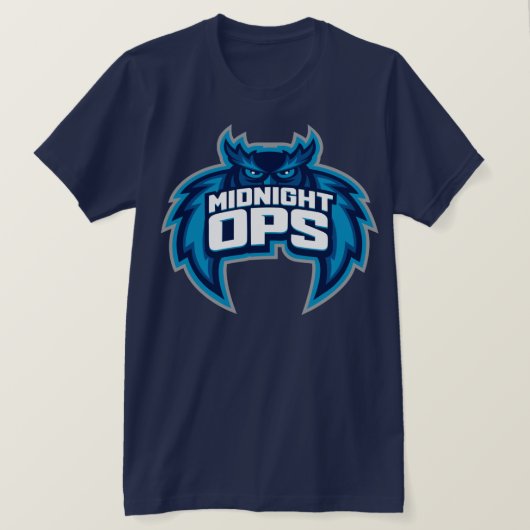 Bediening: logo blauw t-shirt met middernacht-ops- (Design voorkant)