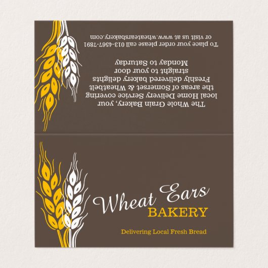 Bedieningsmenu voor bakkersen met bruin geelbruin  visitekaartje (Buitenkant ongevouwen)
