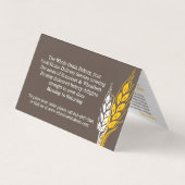 Bedieningsmenu voor bakkersen met bruin geelbruin  visitekaartje (Achterkant)