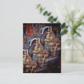 Bedieningsorganen van een briefkaart van stoomloco (Staand voorkant)