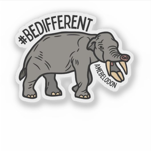 #BeDifferent Amebelodon Sticker (Voorkant)