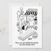 Bedje van de nagels op een Bazaar Cartoon Feestdagenkaart (Voorkant)