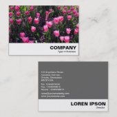 Bedje van roze tulpen visitekaartje (Voorkant / Achterkant)