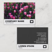 Bedje van roze tulpen visitekaartje (Voorkant / Achterkant)