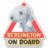 Bedlington aan boord Terrier Dog Rood verkeersbord Sticker (Voorkant)