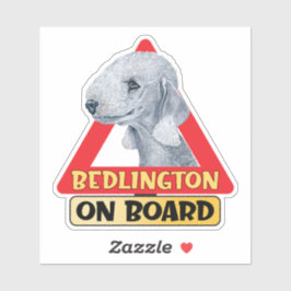 Bedlington aan boord Terrier Dog Rood verkeersbord Sticker